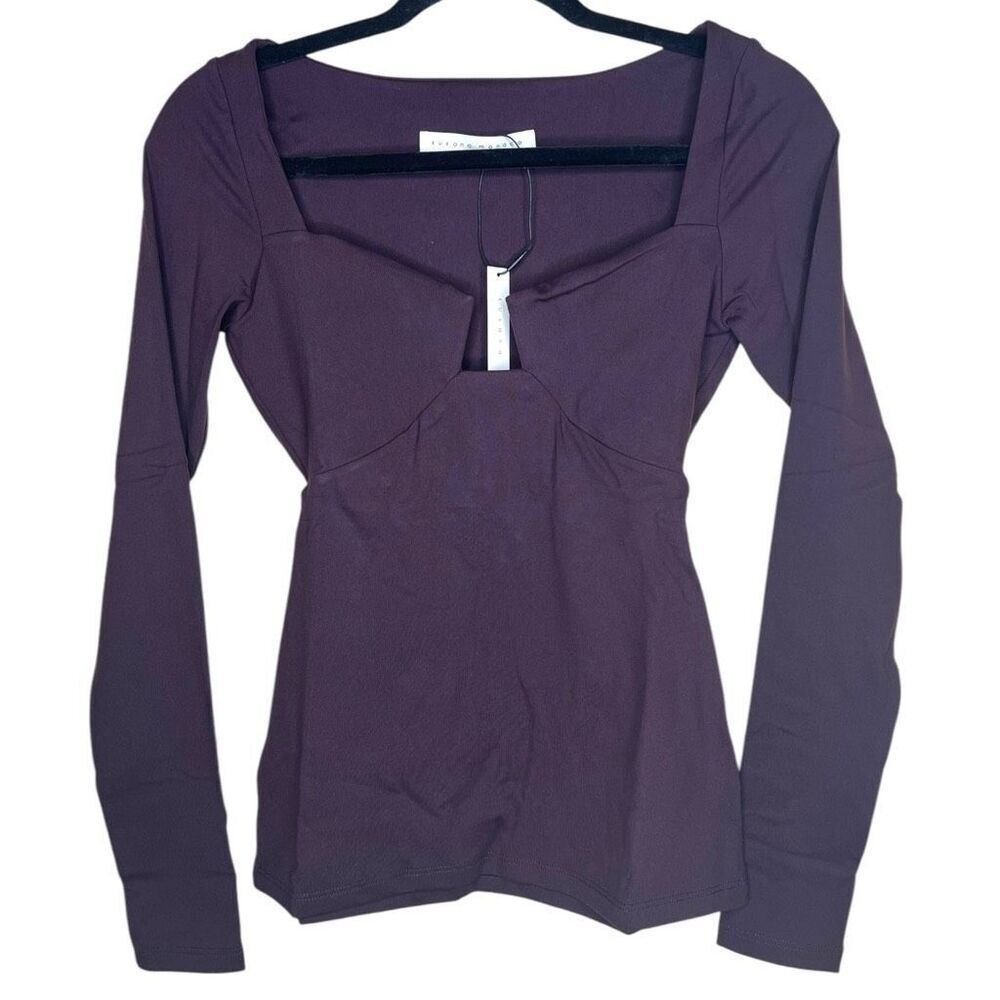 NEW Susana Monaco Angle Wire Long Sleeve Top Cabernet Purple L